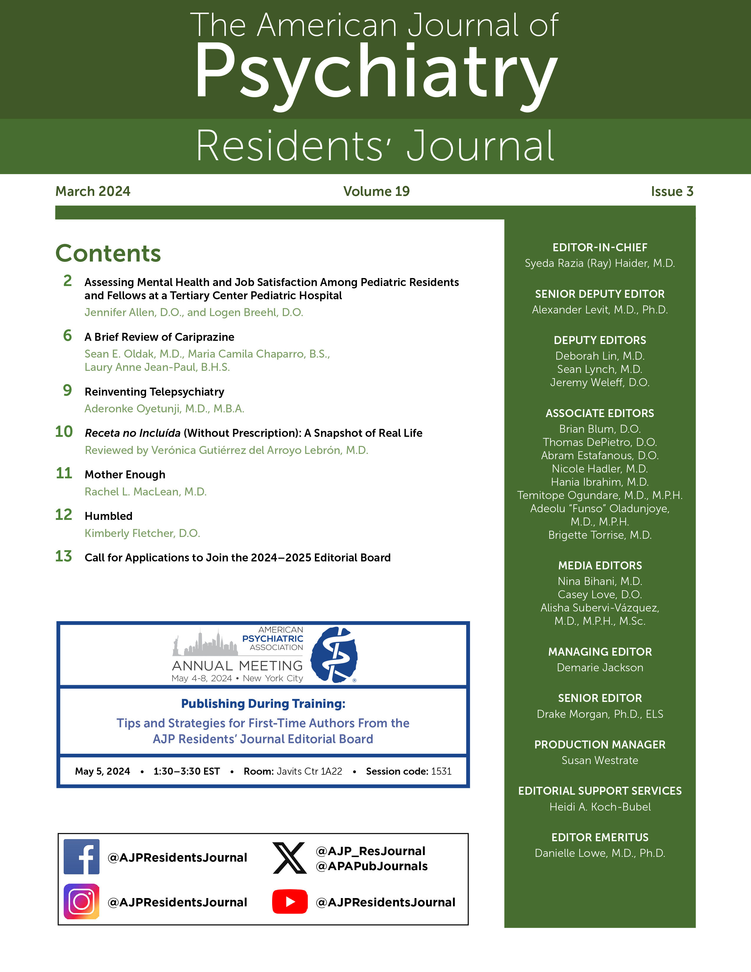 American Journal of Psychiatry Residents' Journal cover